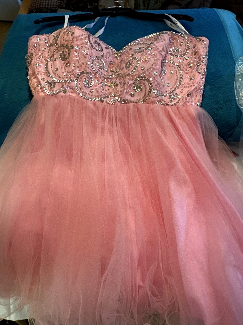 Tiffany Designs Pink Beaded Tulle Party Dress for Girls